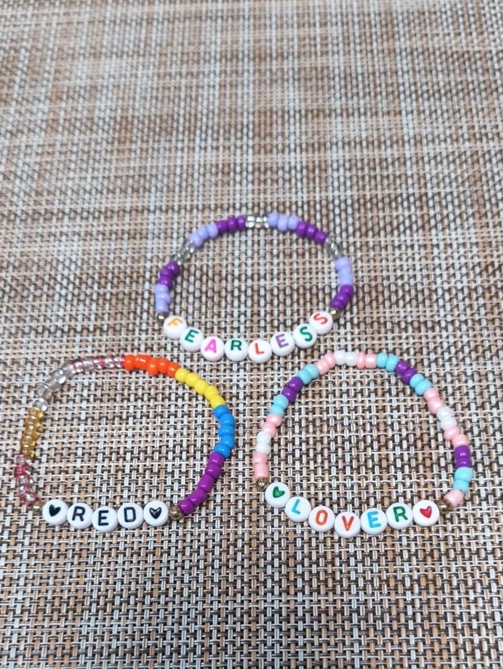 Handmade Beaded Friendship Bracelets – Fearless Red Lover – Set of 3